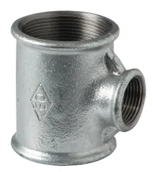 Té fileté réduit, fonte galvanisée, 3" x 6/4" x 6/4" FFF, Atusa fig 130R